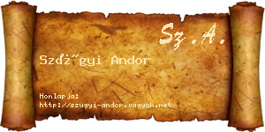 Szügyi Andor névjegykártya